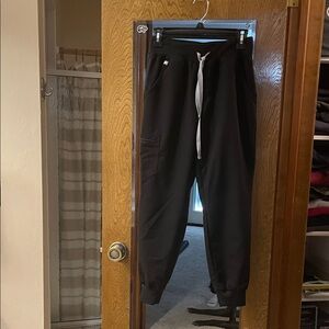 Figs Black Jogger Pants with grey Drawstring